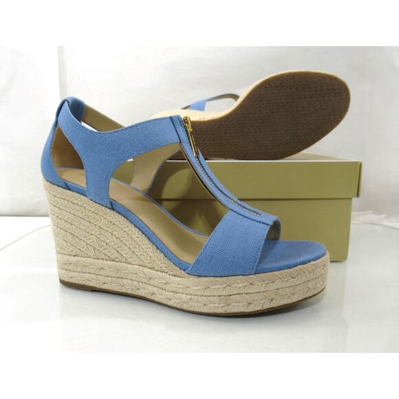 Michael Kors Berkley Mid Platform Wedge Sandals Espadrille French blue Size 9.5 - Picture 7 of 7